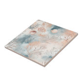 Boho Luxe Wasserfarbe Küstenkorallenmuster (4) Fliese (Seite)