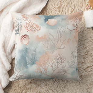 Boho Luxe Wasserfarbe Küstenkorallenmuster (4) Kissen