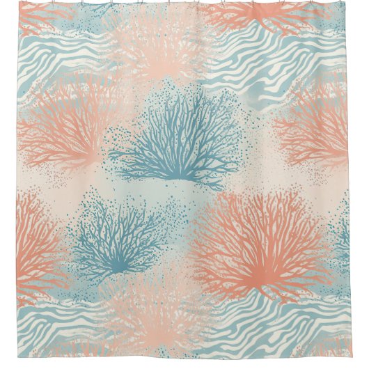 Boho Luxe Wasserfarbe Küstenkorallenmuster (5) Duschvorhang (Vorderseite)