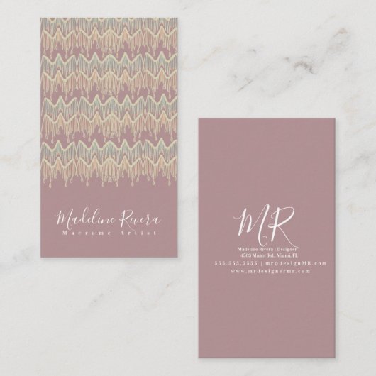 Boho Macrame Künstler Handmade Art Designer Blush Visitenkarte (Vorne/Hinten)