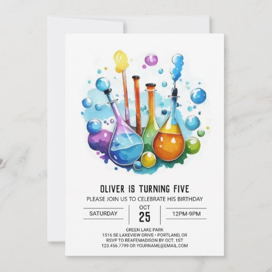 Boho Mad Scientist Discovery Birthday Einladung (Vorderseite)