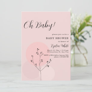 Boho-Mädchen-Baby-Party Rosa Minimalistische Baby- Einladung