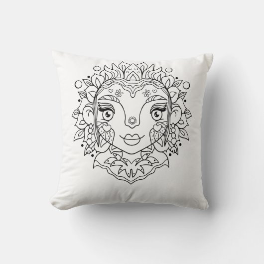Boho-Mädchen-Mandala Kissen (Vorderseite)