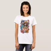 Boho-Mädchen mit floralem T-Shirt  (Vorne ganz)