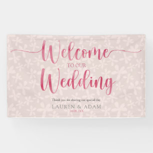 Boho-Mädchenhaftes Rosa Hochzeit Banner