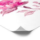 Boho Magenta Hot Pink Floral Wedding Begrüßungszei Poster (Ecke)