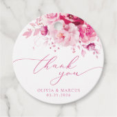 Boho Magenta Hot Pink Floral Wedding Vielen Dank Geschenkanhänger (Vorderseite)