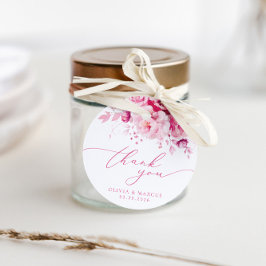 Boho Magenta Hot Pink Floral Wedding Vielen Dank Geschenkanhänger