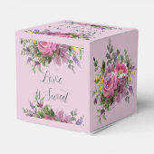 Boho Magenta Lila Pink Mauve Floral Wedding Geschenkschachtel (Rückseite)