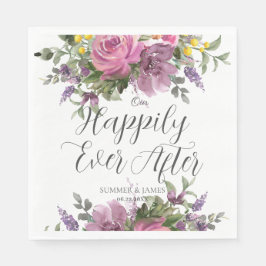 Boho Magenta Pink Lila Blumenhochzeit je nach Serviette