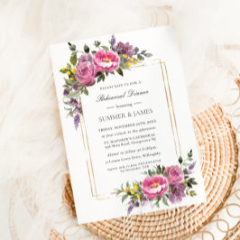 Boho Magenta Pink Lila Gelbe Probe Abendessen Einladung