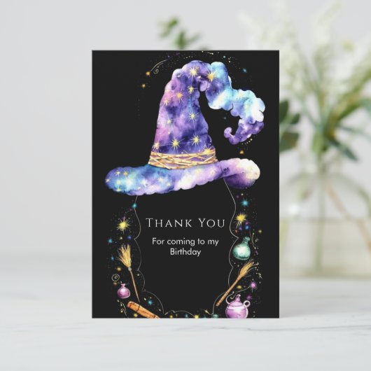 Boho Magic Editable Wizard Geburtstag Dankeskarte (Stehend Vorderseite)