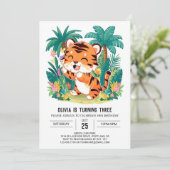 Boho Magic Tiger Digital Geburtstag Einladung (Stehend Vorderseite)