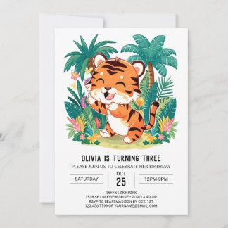 Boho Magic Tiger Digital Geburtstag Einladung