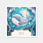 Boho Magical Blue Whale Birthday Serviette (Vorderseite)