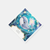 Boho Magical Blue Whale Birthday Serviette (Ecke)