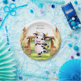 Boho Magical Cow Birthday Pappteller