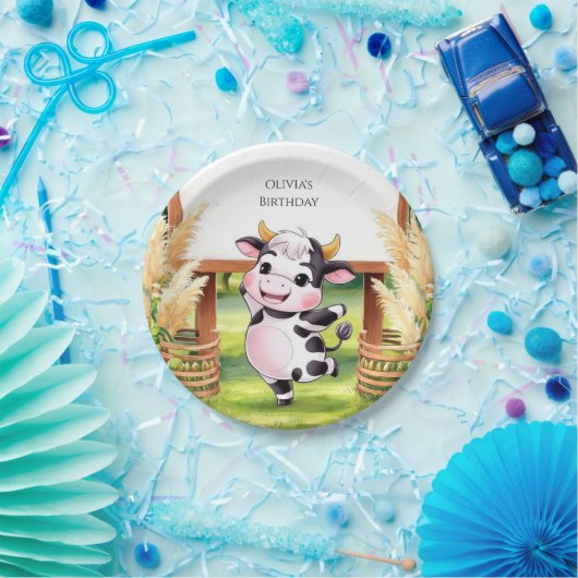 Boho Magical Cow Birthday Pappteller (Party)