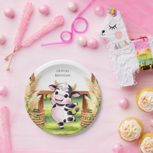 Boho Magical Cow Birthday Pappteller (Party)