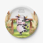 Boho Magical Cow Birthday Pappteller (Vorderseite)