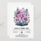 Boho Magical Digital Mushroom Geburtstag Einladung (Vorne/Hinten)