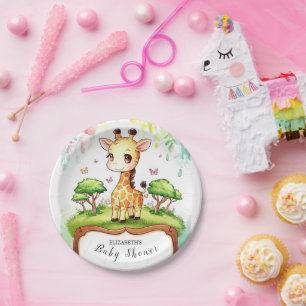 Boho Magical Giraffe Baby Shower Pappteller