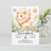 Boho Magical Lion Digital Geburtstag Einladung (Stehend Vorderseite)