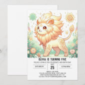 Boho Magical Lion Digital Geburtstag Einladung (Vorne/Hinten)