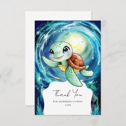 Boho Magical Ocean Turtle Baby Dusche Dankeskarte (Vorne/Hinten)