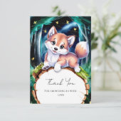 Boho Magical Wolf Baby Shower Dankeskarte (Stehend Vorderseite)