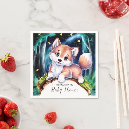 Boho Magical Wolf Baby Shower Serviette (Beispiel)
