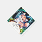 Boho Magical Wolf Baby Shower Serviette (Ecke)