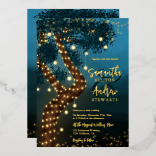 Boho magische bezaubernde Wald-Hochzeit Folieneinladung