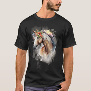 Boho Magisches Pferd mit Blumen Lavendel T-Shirt
