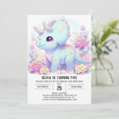 Boho Majestic Dinosaur Digital Geburtstag Einladung (Stehend Vorderseite)