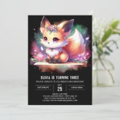 Boho Majestic Fox Birthday digital Einladung (Stehend Vorderseite)