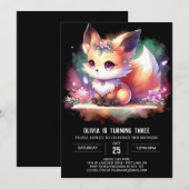Boho Majestic Fox Birthday digital Einladung (Vorne/Hinten)