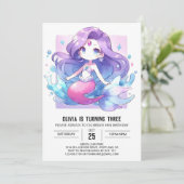 Boho Majestic Mermaid Birthday Einladung (Stehend Vorderseite)