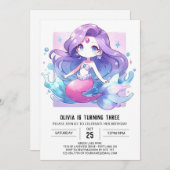 Boho Majestic Mermaid Birthday Einladung (Vorne/Hinten)