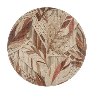 Boho-Makramee-Tropenblätter Terrakotta-Beige Schneidebrett