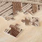 Boho-Makramee Tropische Blätter Terrakotta-Beige Puzzle (Seite)