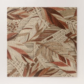 Boho-Makramee Tropische Blätter Terrakotta-Beige Puzzle (Horizontal)