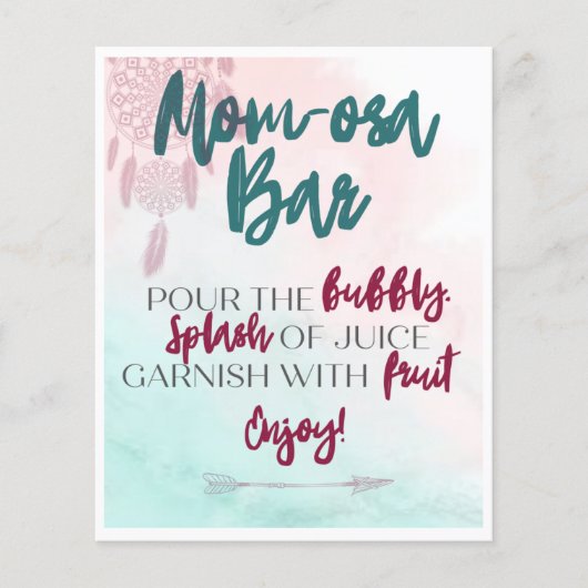 Boho Mama-osa Bar Table Card (Vorderseite)