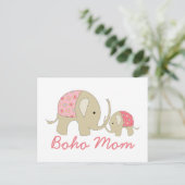 Boho Mama, rosa Elefant Postkarte (Stehend Vorderseite)