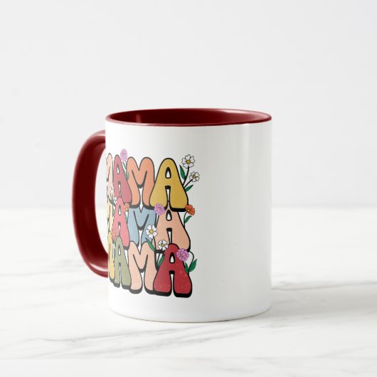 Boho "Mama" Stacked Typography Tasse (Vorderseite Links)