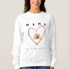Boho Mama Text w/Moon Feathers Kid Names White Sweatshirt
