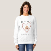 Boho Mama Text w/Moon Feathers Kid Names White Sweatshirt (Vorne ganz)