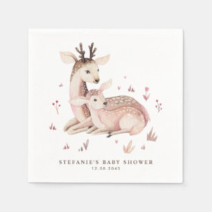 Boho-Mama und Babyhirsch Wald-Baby-Party Serviette