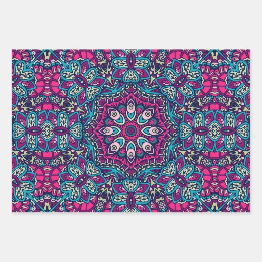 Boho Mandala Abstract Design Geschenkpapier Set (Vorderseite)