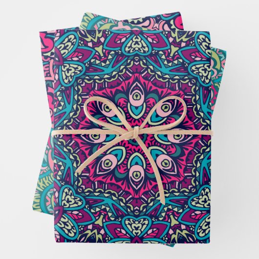 Boho Mandala Abstract Design Geschenkpapier Set (Beispiel)